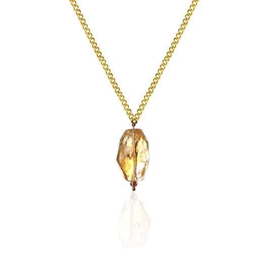 Limited Edition Amber and 9ct Yellow Gold Necklace – Handcrafted Gemstone Pendant (18")