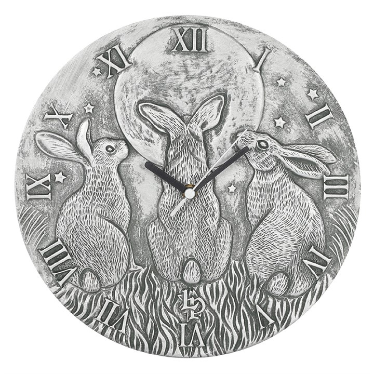 Terracotta Wall Clock – Three Moon-Gazing Hares Motif for Fertility & Growth