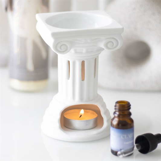 Greek Column Oil Burner – Elegant Ceramic Wax & Fragrance Diffuser with Classical Design
