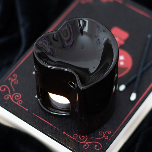 Black Heart Oil Burner – Ceramic Wax & Fragrance Diffuser for Love & Passion