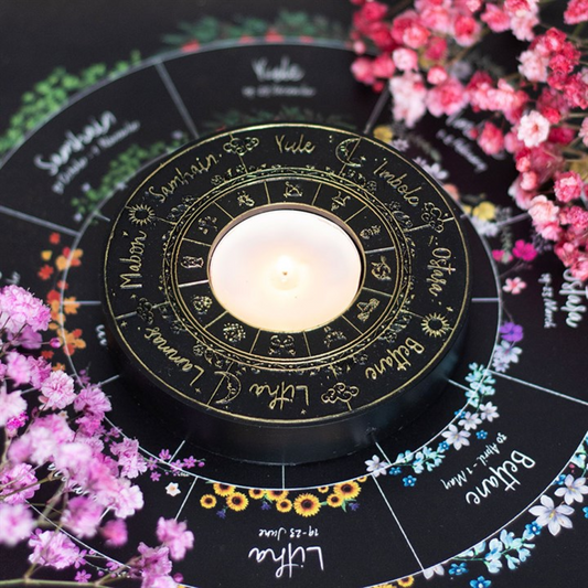 Wheel of the Year Tealight Holder – Pagan Sabbat Candle Holder for Altars & Rituals