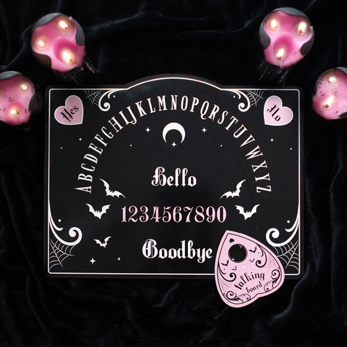 Pink & Black Talking Board with Planchette – Bold Spirit Board for Mystical Décor & Entertainment