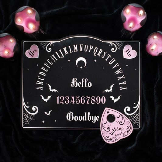 Pink & Black Talking Board with Planchette – Bold Spirit Board for Mystical Décor & Entertainment