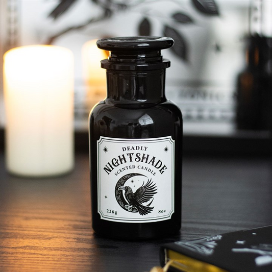 Deadly Nightshade Apothecary Candle – Gothic Raven Design, Dark Enchantment