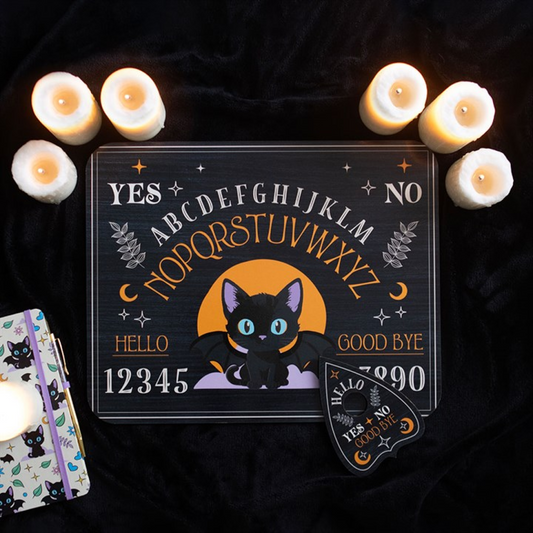 Bat Cat Talking Board with Planchette – Mystical Spirit Board with Celestial Design