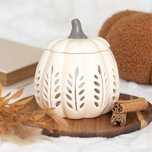 Cream Pumpkin Oil Burner & Wax Warmer – Autumn Home Fragrance with Cosy Seasonal Charm