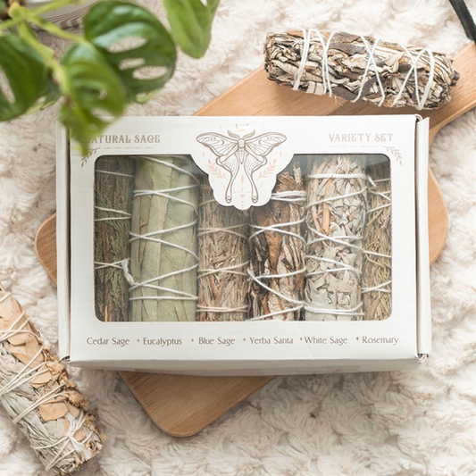 Sage Smudge Stick Variety Set – Cedar, Eucalyptus, Blue Sage, Yerba Santa, White Sage & Rosemary
