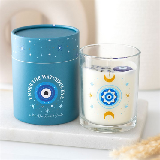 All-Seeing Eye Crystal Candle – White Rose Scent, 48hr Burn
