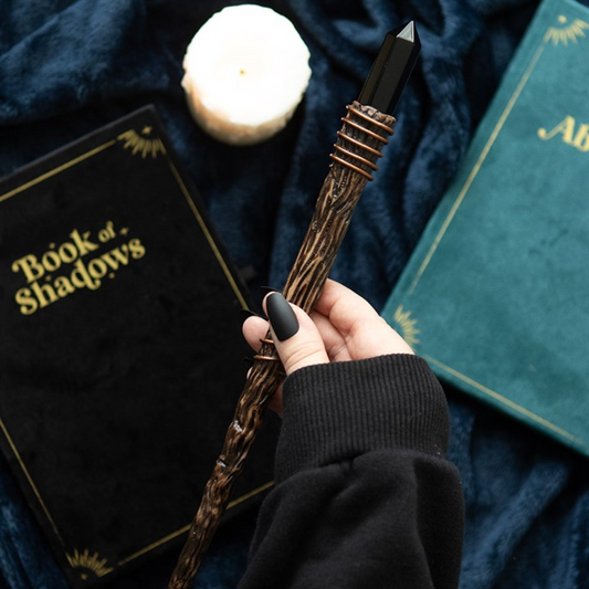Black Obsidian Protection Magic Wand – Energy Shielding & Grounding Ritual Tool